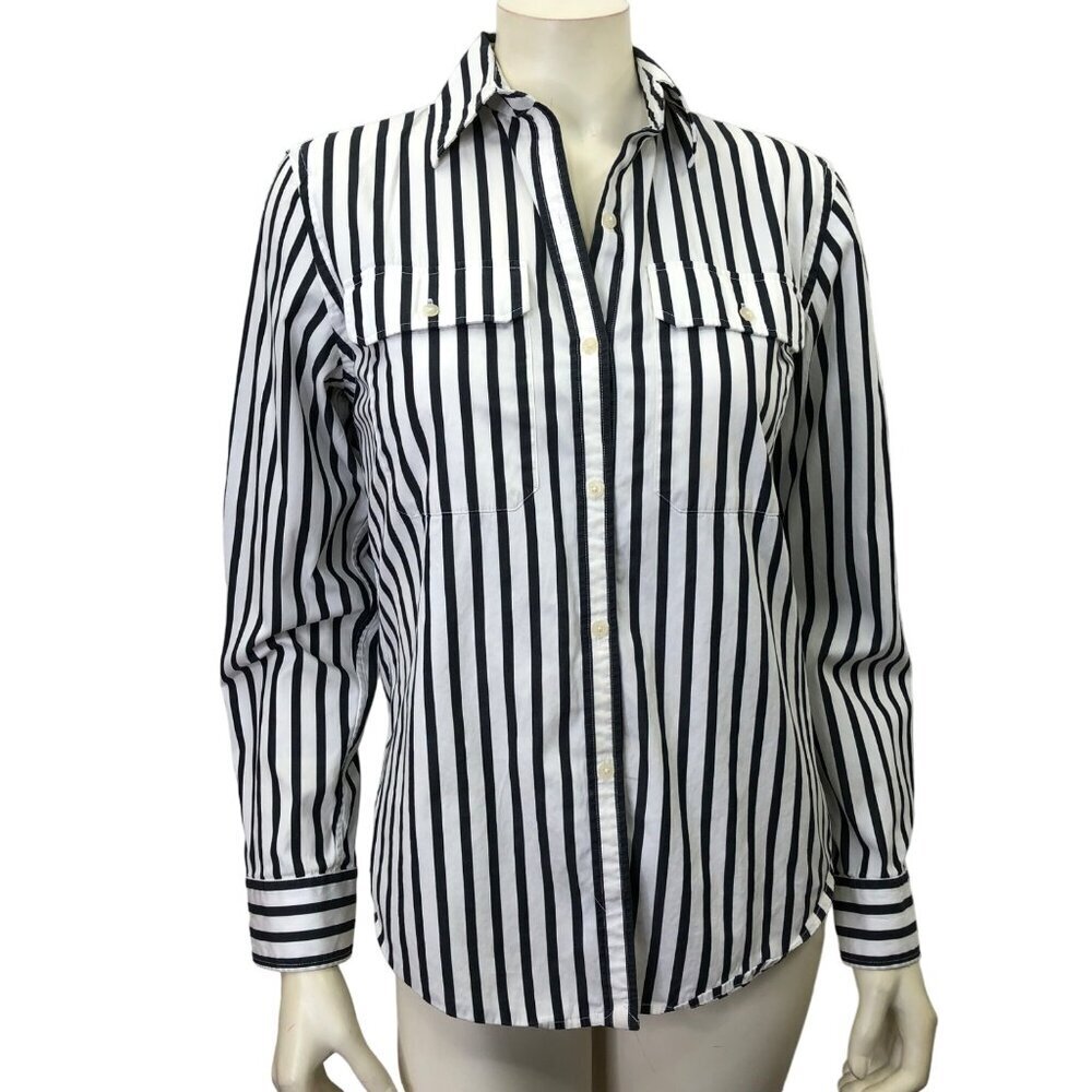 LAUREN JEANS CO lrl WOMAN roll tab‎ SLEEVE COLLARED SHIRT SM